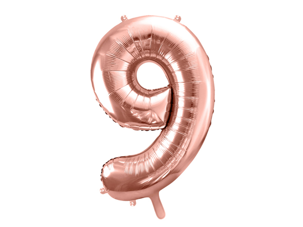 Picture of Foil balloon number 9 rose gold 86cm with helium 