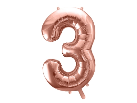 Show details for Foil balloon number 3 rose gold 86cm with helium Picture of Foil balloon number 3 rose gold 86cm with helium