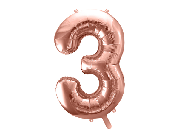 Picture of Foil balloon number 3 rose gold 86cm with helium 