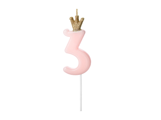 Picture of Pastel pink candle 3 with crown