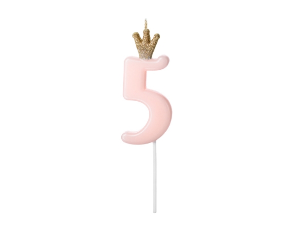 Picture of Pastel pink candle 5 with crown