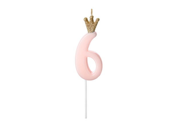 Picture of Pastel pink candle 6 with crown
