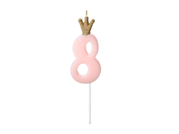 Picture of Pastel pink candle 8 with crown