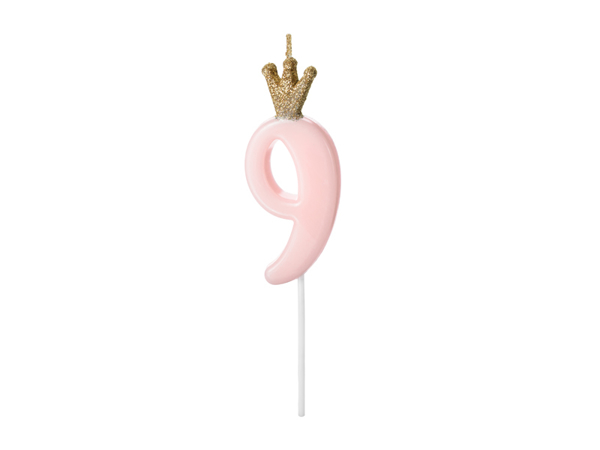 Picture of Pastel pink candle 9 with crown