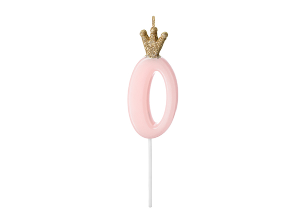 Picture of Pastel pink candle 0 with crown
