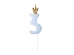 Picture of Pastel light blue candle 3 with crown