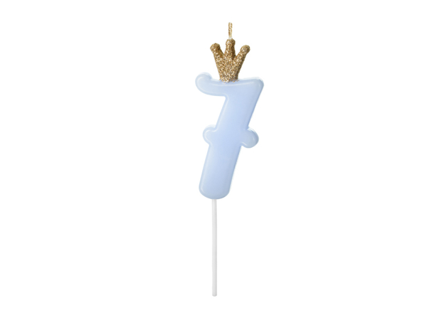Picture of Pastel light blue candle 7 with crown