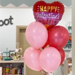 Picture of Balloon bouquet  filled with helium - Valentine pink (6pcs + 1 heart)