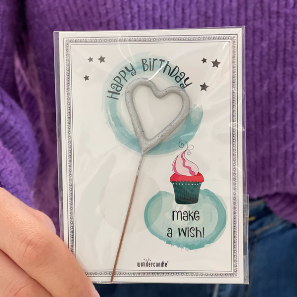 Picture of Mini card with heart sparkle candle - Happy birthday