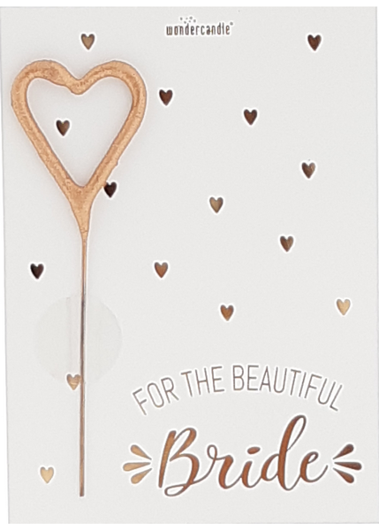 Μini ευχετήρια καρτούλα με σπινθηροβόλο κερί καρδούλα - For the beautiful bride