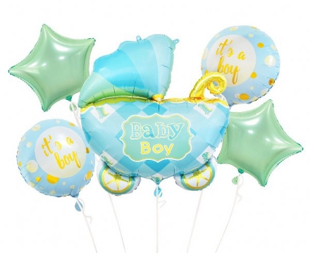 Show details for Balloon bouquet  filled with helium - It 's a boy (5 balloons) Picture of Balloon bouquet  filled with helium - It 's a boy (5 balloons)