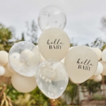 Picture of Hello Baby Taupe and Cloud Confetti Baby Shower Balloons