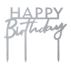 Picture of Silver Acrylic Happy Birthday Cake Topper