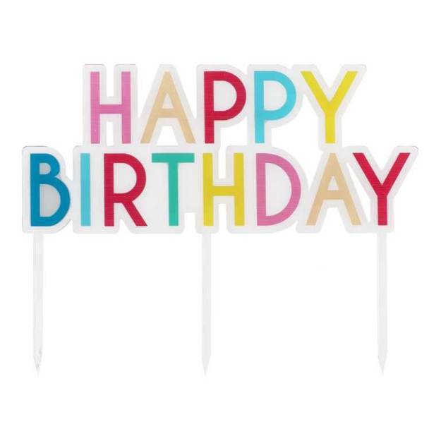 Διακοσμητικό τούρτας - Happy Birthday πολύχρωμο