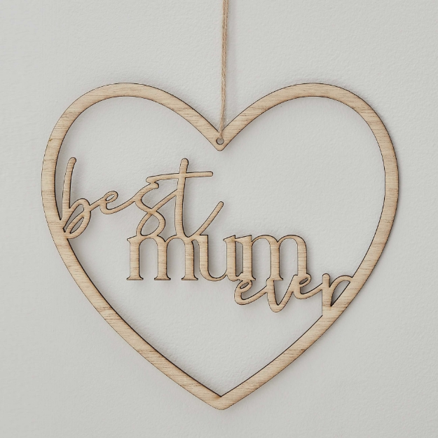 Picture of Wooden Best Mum Ever Heart Wreath