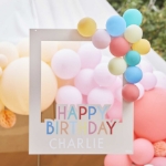 Picture of Customisable Multicoloured Happy Birthday Photo Booth Frame with Balloons