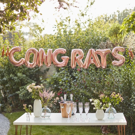 Show details for Foil Balloons Kit CONGRATS rose gold Picture of Foil Balloons Kit CONGRATS rose gold