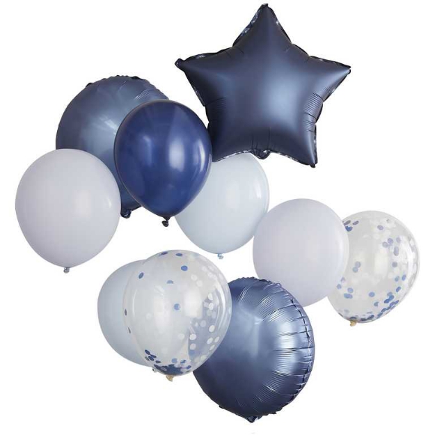 Picture of Blue, Navy & Confetti Balloon Bundle (10pcs)