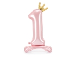 Picture of Foil Balloon Standing Number 1 Pink with crown 84cm