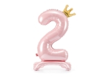 Picture of Foil Balloon Standing Number 2 Pink with crown 84cm