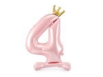 Picture of Foil Balloon Standing Number 4 Pink with crown 84cm