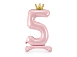 Picture of Foil Balloon Standing Number 5 Pink with crown 84cm