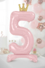 Picture of Foil Balloon Standing Number 5 Pink with crown 84cm