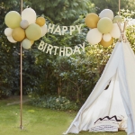 Picture of Happy Birthday bunting in sage green with balloons 