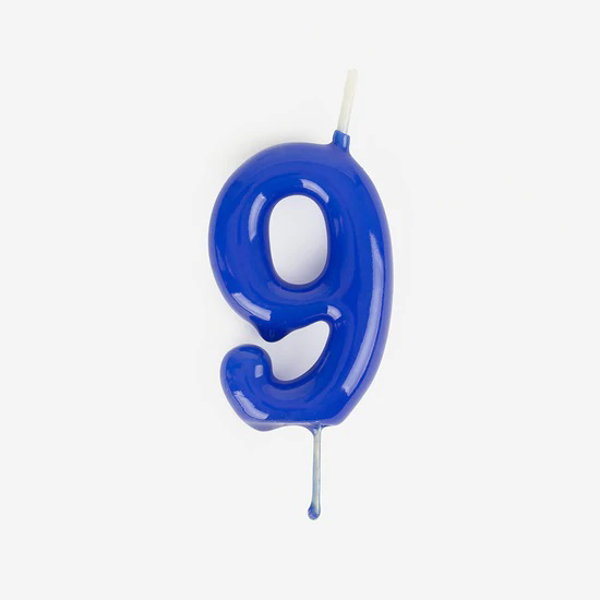 Picture of Dark Blue 9 Number Candle