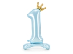 Picture of Foil Balloon Standing Number 1 Light blue with crown 84cm