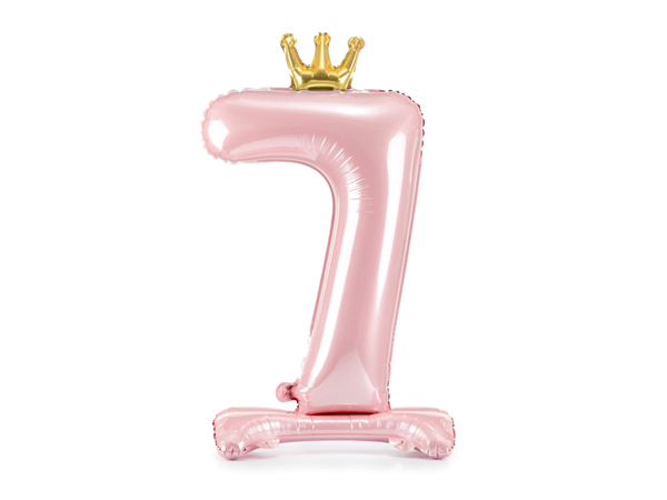 Picture of Foil Balloon Standing Number 7 Pink with crown 84cm
