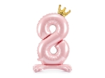 Picture of Foil Balloon Standing Number 8 Pink with crown 84cm