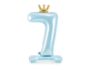 Picture of Foil Balloon Standing Number 7 Light blue with crown 84cm