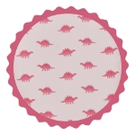 Χάρτινα πιάτα φαγητού - Ροζ δεινόσαυρος (8τμχ)