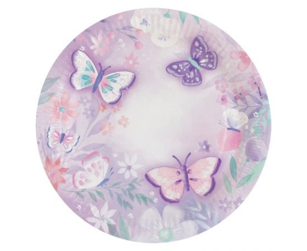Picture of Dinner paper plates - Pastel butterflies (8pcs)