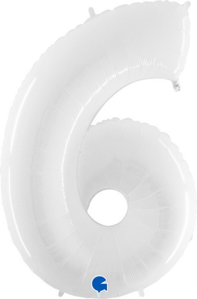 Picture of Foil Balloon Number 6 White 1m