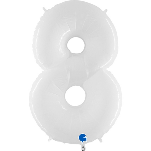Picture of Foil Balloon Number 8 White 1m