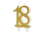 Picture of Gold Glitter 18 Number Candle