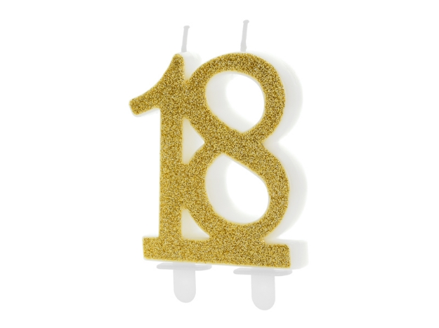 Picture of Gold Glitter 18 Number Candle