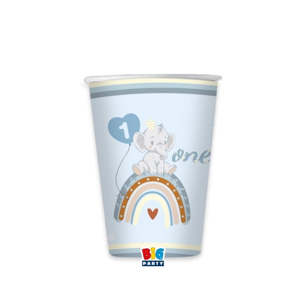 Picture of Paper cups - One Birthday Boho blue (8pcs)