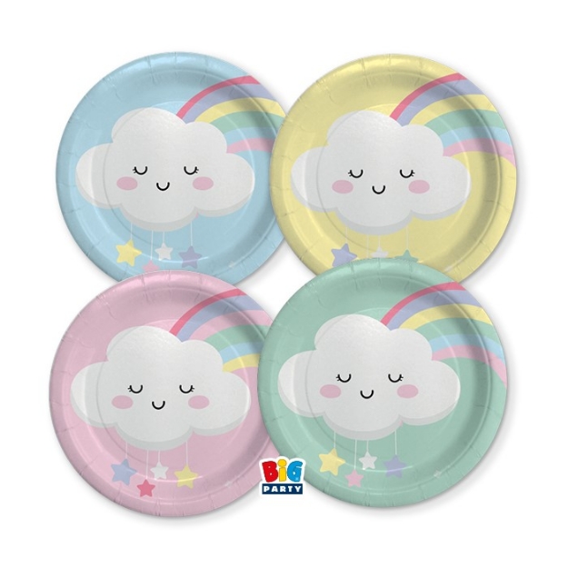 Picture of Side paper plates - Cloud and rainbow (8pcs)