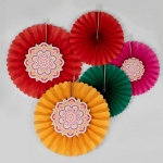 Picture of Multicoloured Mandala Flower Fan Decorations (set 5)