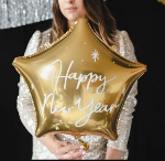Picture of Foil balloon star - Happy new year gold
