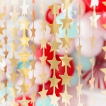 Picture of Foil Star Backdrop Curtain Decoration - Gold