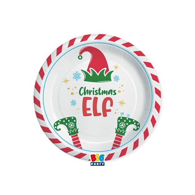 Χάρτινα πιάτα γλυκού - Christmas elf (8τμχ)