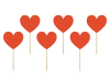 Διακοσμητικά sticks για cupcakes - Κόκκινες καρδιές (6τμχ)