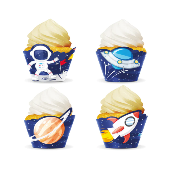 Διακοσμητικές θήκες για cupcakes - Διάστημα (8τμχ)