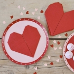 Picture of Paper napkins - Red origami heart (16pcs)