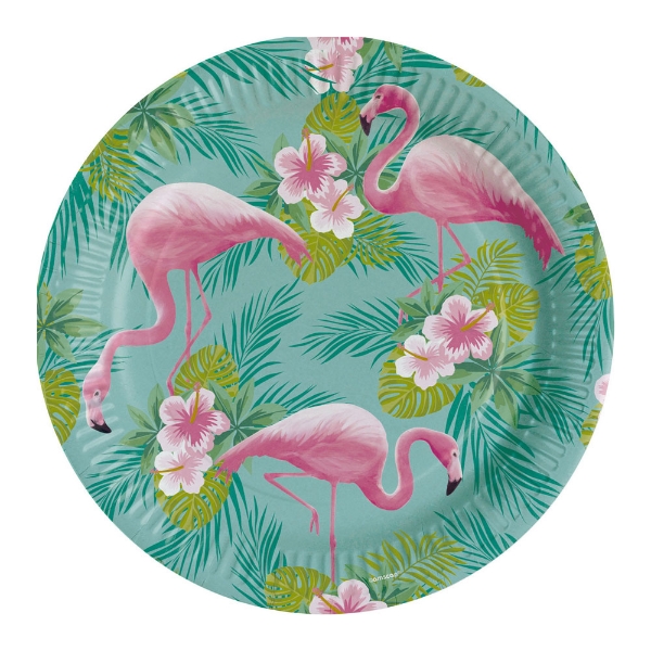 Picture of Dinner paper plates  - Flamingo (8pcs)