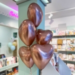 Σύνθεση μπαλονιών με ήλιο - Καρδιές glossy rose gold latex (5 μπαλόνια)